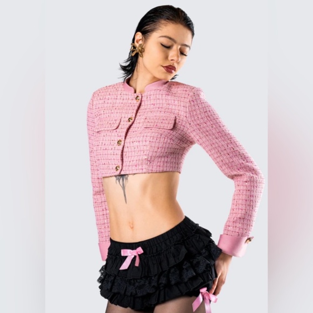 Finesse Pippa Pink Tweed Cropped Jacket size 2X FE1